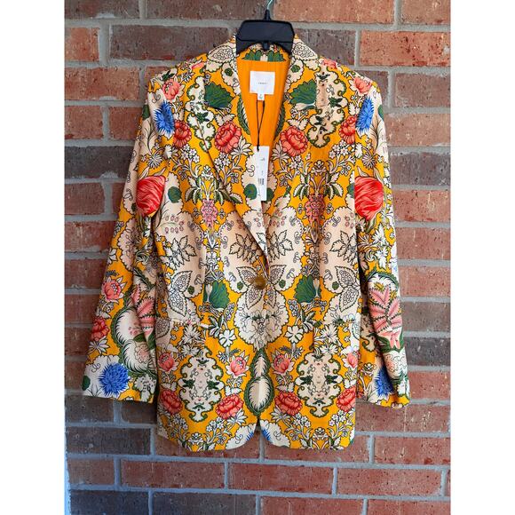 A Loves A Jackets & Blazers - a loves a Yellow Cotton Floral Blazer Size Medium NWT